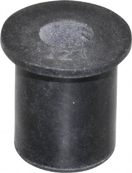 Au-Ve-Co Products - M6x1.00, 0.63" Diam x 0.051" Thick Flange, Rubber Insulated Rivet Nut - Metric Coarse Thread, Neoprene, 0.579" Long x 1/2" Body Diam, 0.63" OAL - Benchmark Tooling