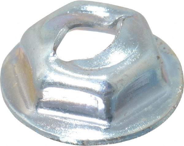 Value Collection - 1/8" Hole Diam, 7/16" OD, 5/16" Width Across Flats Washer Lock Nut - Zinc-Plated Spring Steel, For Use with Non Threaded Fasteners - Benchmark Tooling