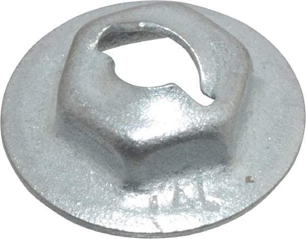 Value Collection - 5/32" Hole Diam, 9/16" OD, 3/8" Width Across Flats Washer Lock Nut - Zinc-Plated Spring Steel, For Use with Non Threaded Fasteners - Benchmark Tooling