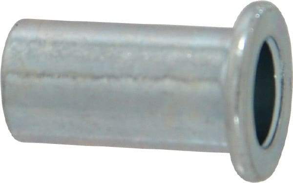 Value Collection - 1/4-20, 0.02 to 0.08" Grip, Steel Standard Rivet Nut - Drill Size Letter R, Flat Head - Benchmark Tooling