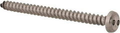 Made in USA - #8 Pan Head Spanner Sheet Metal Screw - Stainless Steel, 2" Length Under Head, Grade 18-8 - Benchmark Tooling