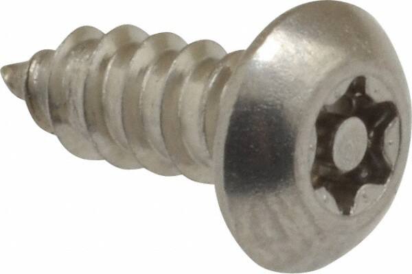 Value Collection - #10 Button Head Torx Sheet Metal Screw - Stainless Steel, 1/2" Length Under Head, Grade 18-8, T25 Drive - Benchmark Tooling