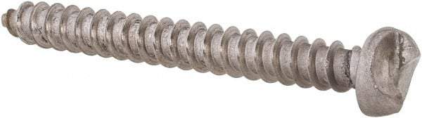 Made in USA - #8 Round Head Slotted Sheet Metal Screw - Stainless Steel, 1-1/2" Length Under Head, Grade 18-8 - Benchmark Tooling