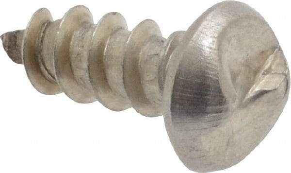 Made in USA - #10 Round Head Slotted Sheet Metal Screw - Stainless Steel, 1/2" Length Under Head, Grade 18-8 - Benchmark Tooling