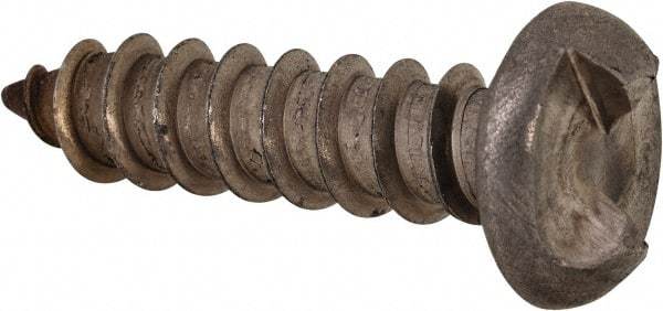 Made in USA - #14 Round Head Slotted Sheet Metal Screw - Stainless Steel, 1" Length Under Head, Grade 18-8 - Benchmark Tooling