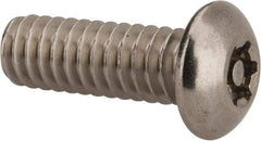 Made in USA - 1/4-20 UNC, 3/4" Length Under Head Torx Drive Machine Screw - Button Head, Grade 18-8 Stainless Steel, Uncoated, Without Washer - Benchmark Tooling