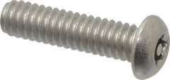 Made in USA - 1/4-20 UNC, 1" Length Under Head Torx Drive Machine Screw - Button Head, Grade 18-8 Stainless Steel, Uncoated, Without Washer - Benchmark Tooling