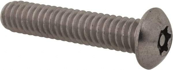 Made in USA - 1/4-20 UNC, 1-1/4" Length Under Head Torx Drive Machine Screw - Button Head, Grade 18-8 Stainless Steel, Uncoated, Without Washer - Benchmark Tooling