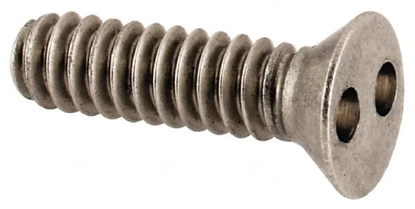 Made in USA - #6-32 UNC, 1/2" OAL Spanner Drive Machine Screw - Flat Head, Grade 18-8 Stainless Steel, Uncoated, Without Washer - Benchmark Tooling