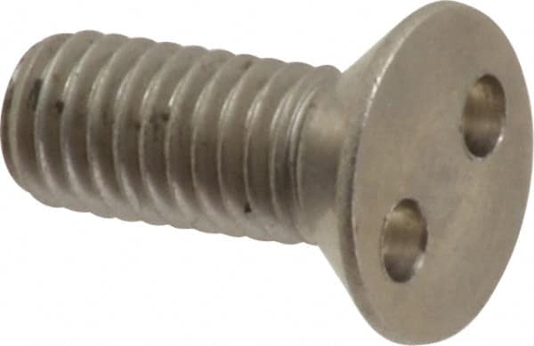 Made in USA - #10-32 UNF, 1/2" OAL Spanner Drive Machine Screw - Flat Head, Grade 18-8 Stainless Steel, Uncoated, Without Washer - Benchmark Tooling