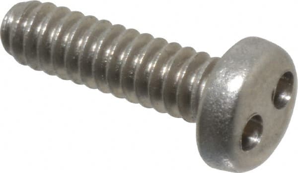 Made in USA - #6-32 UNC, 1/2" OAL Spanner Drive Machine Screw - Pan Head, Grade 18-8 Stainless Steel, Uncoated, Without Washer - Benchmark Tooling