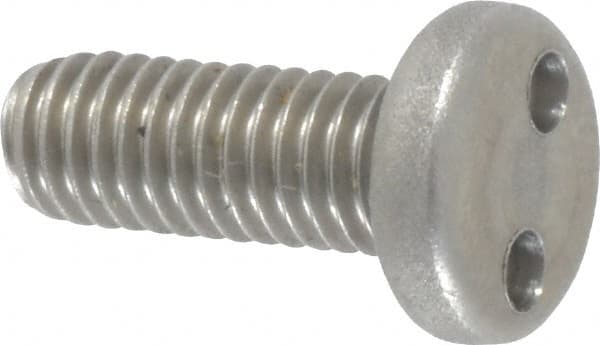 Made in USA - #10-32 UNF, 1/2" OAL Spanner Drive Machine Screw - Pan Head, Grade 18-8 Stainless Steel, Uncoated, Without Washer - Benchmark Tooling