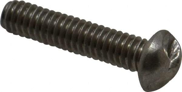 Made in USA - #8-32 UNC, 3/4" Length Under Head One Way Drive Machine Screw - Round Head, Grade 18-8 Stainless Steel, Uncoated, Without Washer - Benchmark Tooling