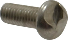 Made in USA - #10-32 UNF, 1/2" Length Under Head One Way Drive Machine Screw - Round Head, Grade 18-8 Stainless Steel, Uncoated, Without Washer - Benchmark Tooling
