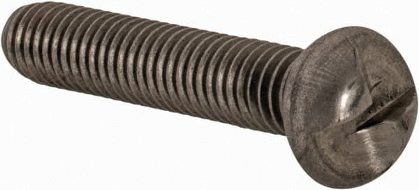 Made in USA - #10-32 UNF, 1" Length Under Head One Way Drive Machine Screw - Round Head, Grade 18-8 Stainless Steel, Uncoated, Without Washer - Benchmark Tooling