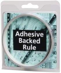 Made in USA - 9 Ft. Long x 1/2 Inch Wide, 1/32 Inch Graduation, Silver, Mylar Adhesive Tape Measure - Reads Left to Right, Horizontal Scale - Benchmark Tooling