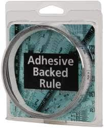 Made in USA - 12 Ft. Long x 1/2 Inch Wide, 1/32 Inch Graduation, Silver, Mylar Adhesive Tape Measure - Reads Left to Right, Horizontal Scale - Benchmark Tooling