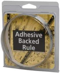 Made in USA - 3 Ft. Long x 1/2 Inch Wide, 1/16 Inch Graduation, Silver, Mylar Adhesive Tape Measure - Reads Left to Right, Horizontal Scale - Benchmark Tooling