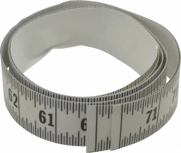 Made in USA - 6 Ft. Long x 1-1/4 Inch Wide, 1/16 Inch Graduation, Clear, Mylar Adhesive Tape Measure - Reads Right to Left, Horizontal Scale - Benchmark Tooling