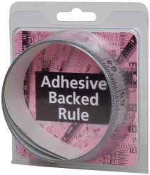 Made in USA - 6 Ft. Long x 1-1/4 Inch Wide, 1/16 Inch Graduation, Silver, Mylar Adhesive Tape Measure - Reads Left to Right, Horizontal Scale - Benchmark Tooling