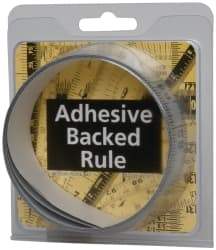 Made in USA - 6 Ft. Long x 1-1/4 Inch Wide, 1/16 Inch Graduation, Silver, Mylar Adhesive Tape Measure - Reads Right to Left, Horizontal Scale - Benchmark Tooling