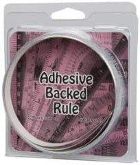 Made in USA - 9 Ft. Long x 1/2 Inch Wide, 1/16 Inch Graduation, Silver, Mylar Adhesive Tape Measure - Reads Left to Right, Horizontal Scale - Benchmark Tooling