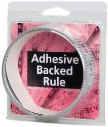 Made in USA - 9 Ft. Long x 1-1/4 Inch Wide, 1/16 Inch Graduation, Silver, Mylar Adhesive Tape Measure - Reads Left to Right, Horizontal Scale - Benchmark Tooling