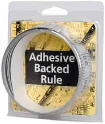 Made in USA - 9 Ft. Long x 1-1/4 Inch Wide, 1/16 Inch Graduation, Silver, Mylar Adhesive Tape Measure - Reads Right to Left, Horizontal Scale - Benchmark Tooling