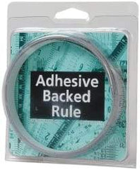 Made in USA - 12 Ft. Long x 1/2 Inch Wide, 1/16 Inch Graduation, Silver, Mylar Adhesive Tape Measure - Reads Right to Left, Horizontal Scale - Benchmark Tooling