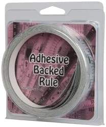 Made in USA - 24 Ft. Long x 1/2 Inch Wide, 1/16 Inch Graduation, Silver, Mylar Adhesive Tape Measure - Reads Left to Right, Horizontal Scale - Benchmark Tooling