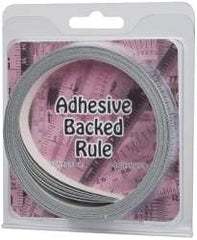 Made in USA - 24 Ft. Long x 1/2 Inch Wide, 1/16 Inch Graduation, Silver, Mylar Adhesive Tape Measure - Reads Right to Left, Horizontal Scale - Benchmark Tooling