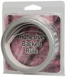 Made in USA - 24 Ft. Long x 1 Inch Wide, 1/16 Inch Graduation, Silver, Mylar Adhesive Tape Measure - Reads Left to Right, Horizontal Scale - Benchmark Tooling