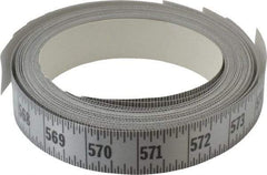 Made in USA - 48 Ft. Long x 1 Inch Wide, 1/16 Inch Graduation, Silver, Mylar Adhesive Tape Measure - Reads Left to Right, Horizontal Scale - Benchmark Tooling