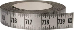 Made in USA - 60 Ft. Long x 1 Inch Wide, 1/16 Inch Graduation, Silver, Mylar Adhesive Tape Measure - Reads Left to Right, Horizontal Scale - Benchmark Tooling