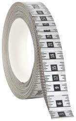 Made in USA - 60 Ft. Long x 1 Inch Wide, 1/16 Inch Graduation, Silver, Mylar Adhesive Tape Measure - Reads Right to Left, Horizontal Scale - Benchmark Tooling