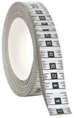 Made in USA - 60 Ft. Long x 1 Inch Wide, 1/16 Inch Graduation, Silver, Mylar Adhesive Tape Measure - Reads Right to Left, Horizontal Scale - Benchmark Tooling