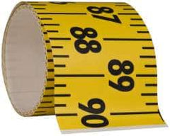 Made in USA - 7.5 Ft. Long x 3 Inch Wide, 1/4 Inch Graduation, Yellow, Mylar Adhesive Tape Measure - Reads Left to Right, Horizontal Scale - Benchmark Tooling