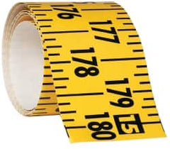 Made in USA - 15 Ft. Long x 3 Inch Wide, 1/4 Inch Graduation, Yellow, Mylar Adhesive Tape Measure - Reads Left to Right, Horizontal Scale - Benchmark Tooling