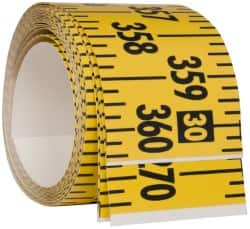 Made in USA - 30 Ft. Long x 3 Inch Wide, 1/4 Inch Graduation, Yellow, Mylar Adhesive Tape Measure - Reads Left to Right, Horizontal Scale - Benchmark Tooling