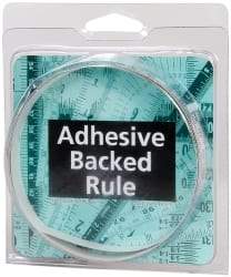 Made in USA - 1 m Long x 1/2 Inch Wide, 1/16 Inch Graduation, White, Mylar Adhesive Tape Measure - Reads Right to Left, Horizontal Scale - Benchmark Tooling