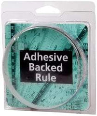 Made in USA - 2 m Long x 1/2 Inch Wide, 1/16 Inch Graduation, White, Mylar Adhesive Tape Measure - Reads Left to Right, Horizontal Scale - Benchmark Tooling