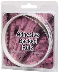 Made in USA - 2 m Long x 1/2 Inch Wide, 1/16 Inch Graduation, White, Mylar Adhesive Tape Measure - Reads Right to Left, Horizontal Scale - Benchmark Tooling