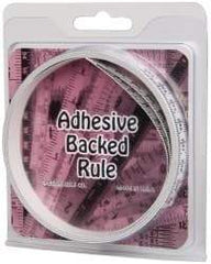 Made in USA - 3 m Long x 1/2 Inch Wide, 1/16 Inch Graduation, White, Mylar Adhesive Tape Measure - Reads Left to Right, Horizontal Scale - Benchmark Tooling