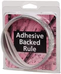 Made in USA - 3 m Long x 1/2 Inch Wide, 1/16 Inch Graduation, White, Mylar Adhesive Tape Measure - Reads Right to Left, Horizontal Scale - Benchmark Tooling