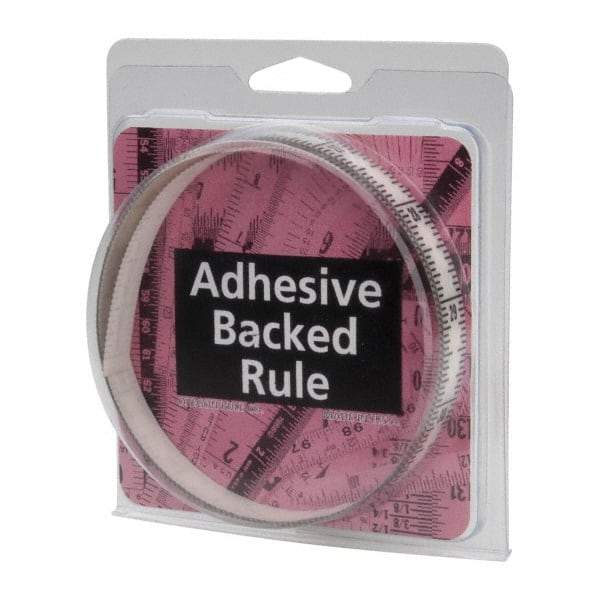 Made in USA - 3 Ft. Long x 1/2 Inch Wide, 1/16 Inch Graduation, Clear, Mylar Adhesive Tape Measure - Reads Top to Bottom, Vertical Rules - Benchmark Tooling