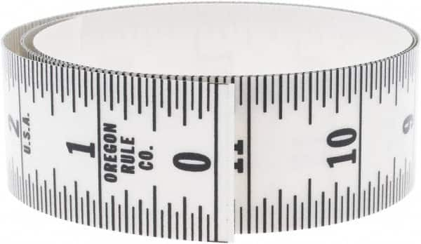 Made in USA - 3 Ft. Long x 1-1/4 Inch Wide, 1/16 Inch Graduation, Clear, Mylar Adhesive Tape Measure - Reads Bottom to Top, Vertical Rules - Benchmark Tooling