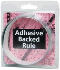 Made in USA - 3 Ft. Long x 1-1/4 Inch Wide, 1/16 Inch Graduation, Silver, Mylar Adhesive Tape Measure - Reads Top to Bottom, Vertical Rules - Benchmark Tooling