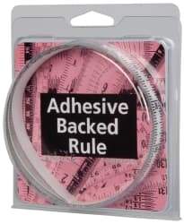 Made in USA - 6 Ft. Long x 1/2 Inch Wide, 1/16 Inch Graduation, Clear, Mylar Adhesive Tape Measure - Reads Bottom to Top, Vertical Rules - Benchmark Tooling