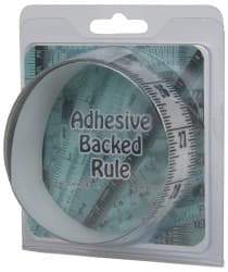 Made in USA - 6 Ft. Long x 1-1/4 Inch Wide, 1/16 Inch Graduation, Clear, Mylar Adhesive Tape Measure - Reads Top to Bottom, Vertical Rules - Benchmark Tooling