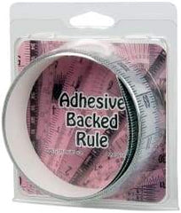 Made in USA - 6 Ft. Long x 1-1/4 Inch Wide, 1/16 Inch Graduation, Silver, Mylar Adhesive Tape Measure - Reads Bottom to Top, Vertical Rules - Benchmark Tooling